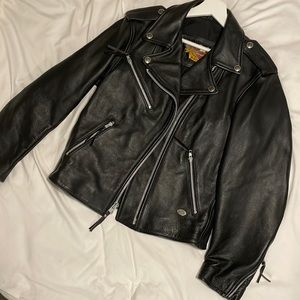 Classic leather Harley Davidson motorcycle jacket